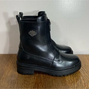 Harley Davidson The Carney Front Zip Boot Women’s Size 8 Black Leather